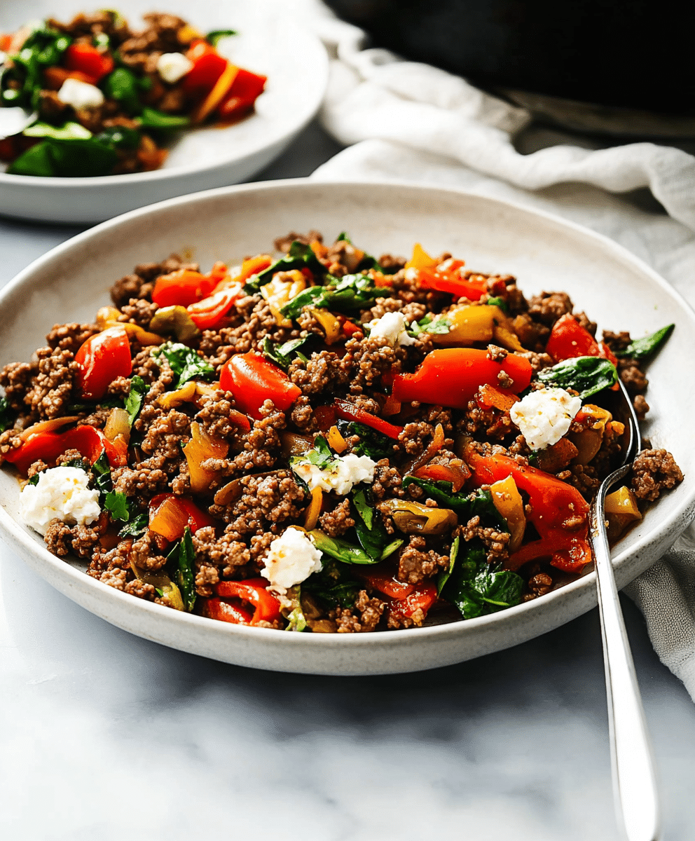 Mediterranean Ground Beef Stir Fry Recipe - Savory Kitchen Stories