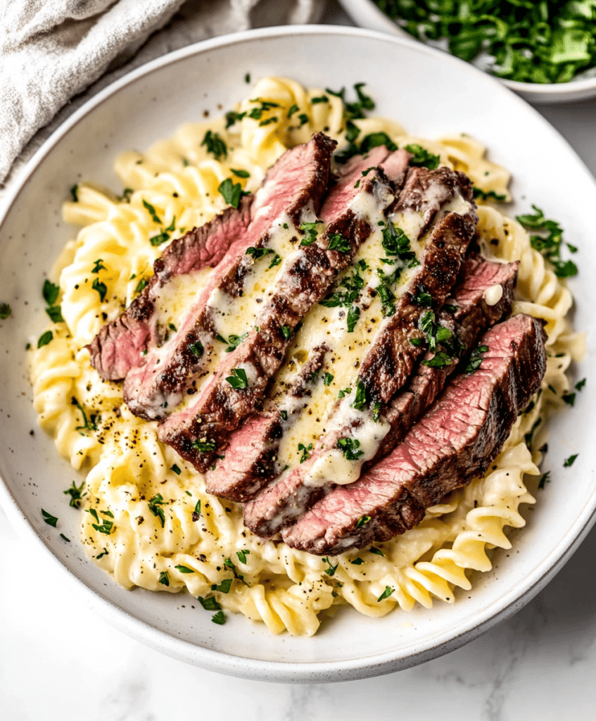 Steak Alfredo Recipe - Savory Kitchen Stories