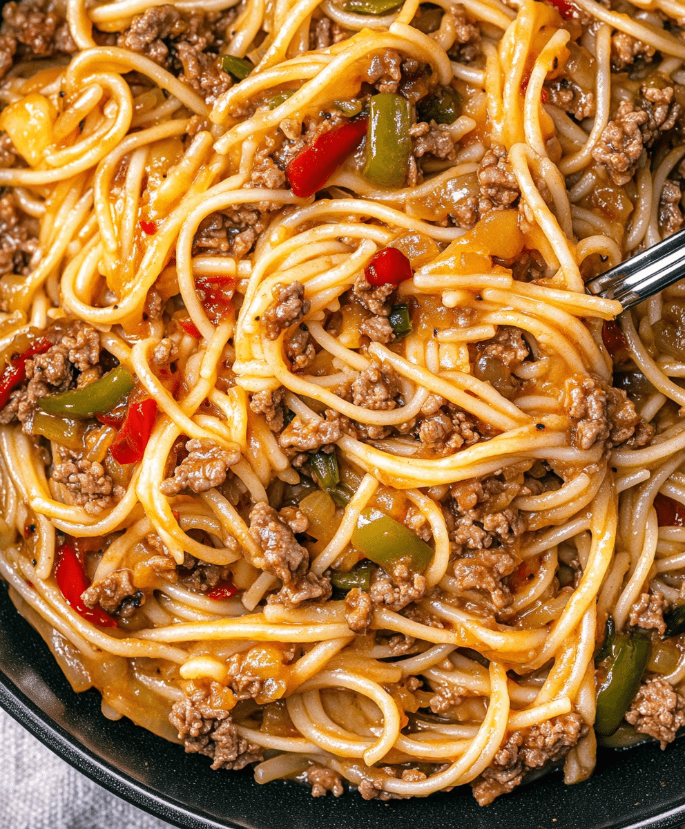 Chinese Pasta With Beef And Pepper Recipe - Savory Kitchen Stories