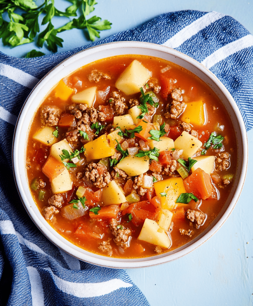 Hamburger Soup Crockpot Recipe - Savory Kitchen Stories