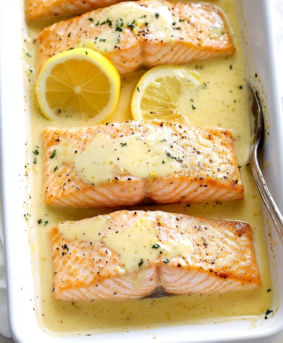 Baked Salmon With Lemon Butter Cream Sauce Recipe