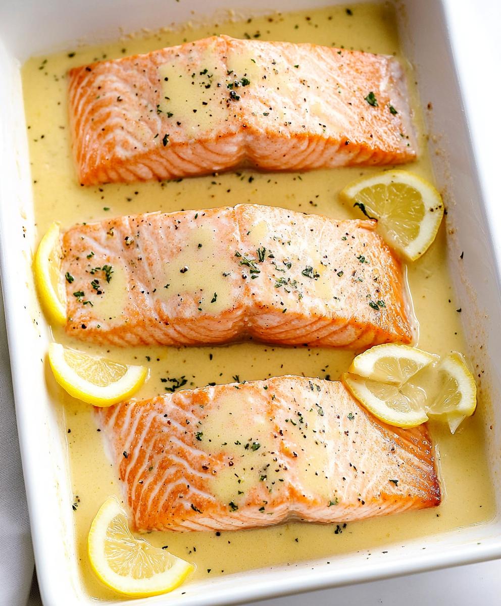 Baked Salmon With Lemon Butter Cream Sauce Recipe