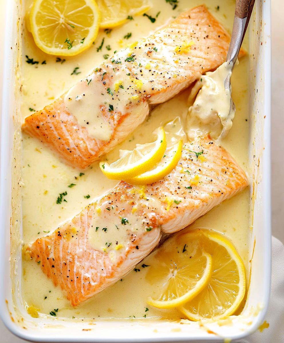 Baked Salmon With Lemon Butter Cream Sauce Recipe
