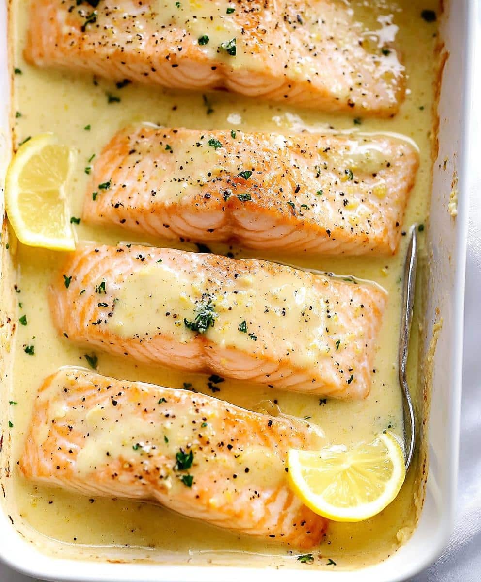 Baked Salmon With Lemon Butter Cream Sauce Recipe