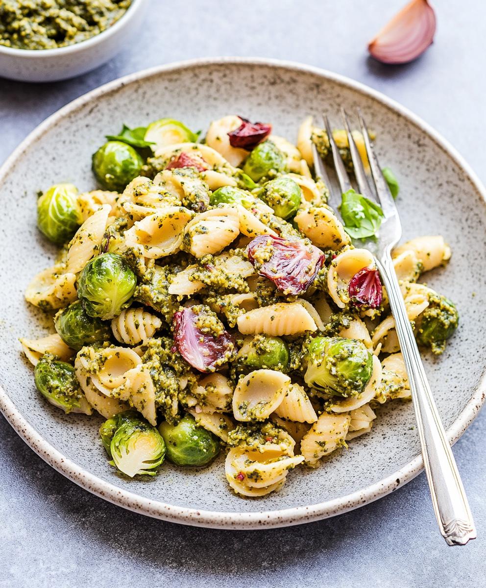 Brussels Sprouts And Pesto Pasta Recipe