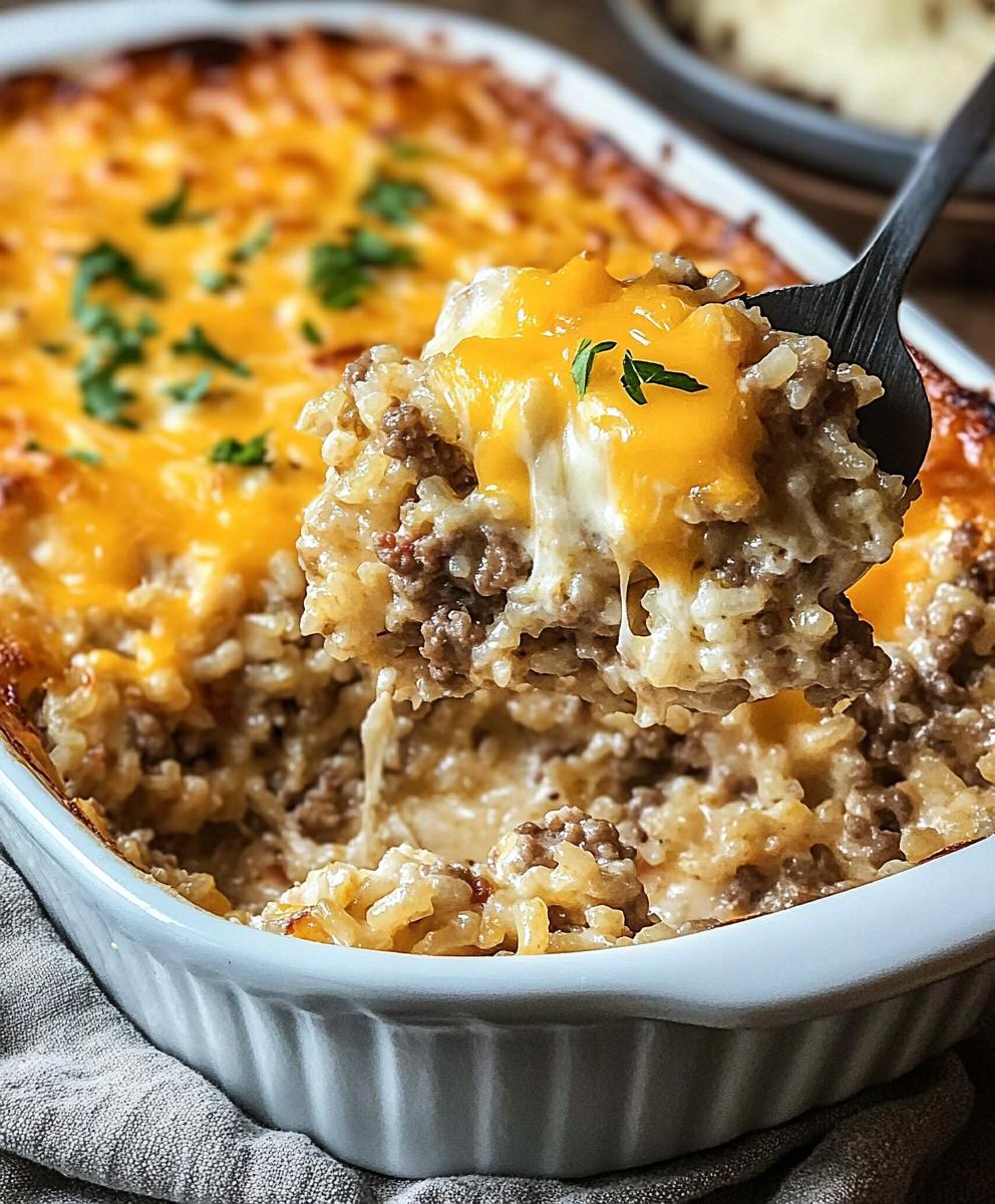 Cheesy Hamburger Rice Casserole Recipe
