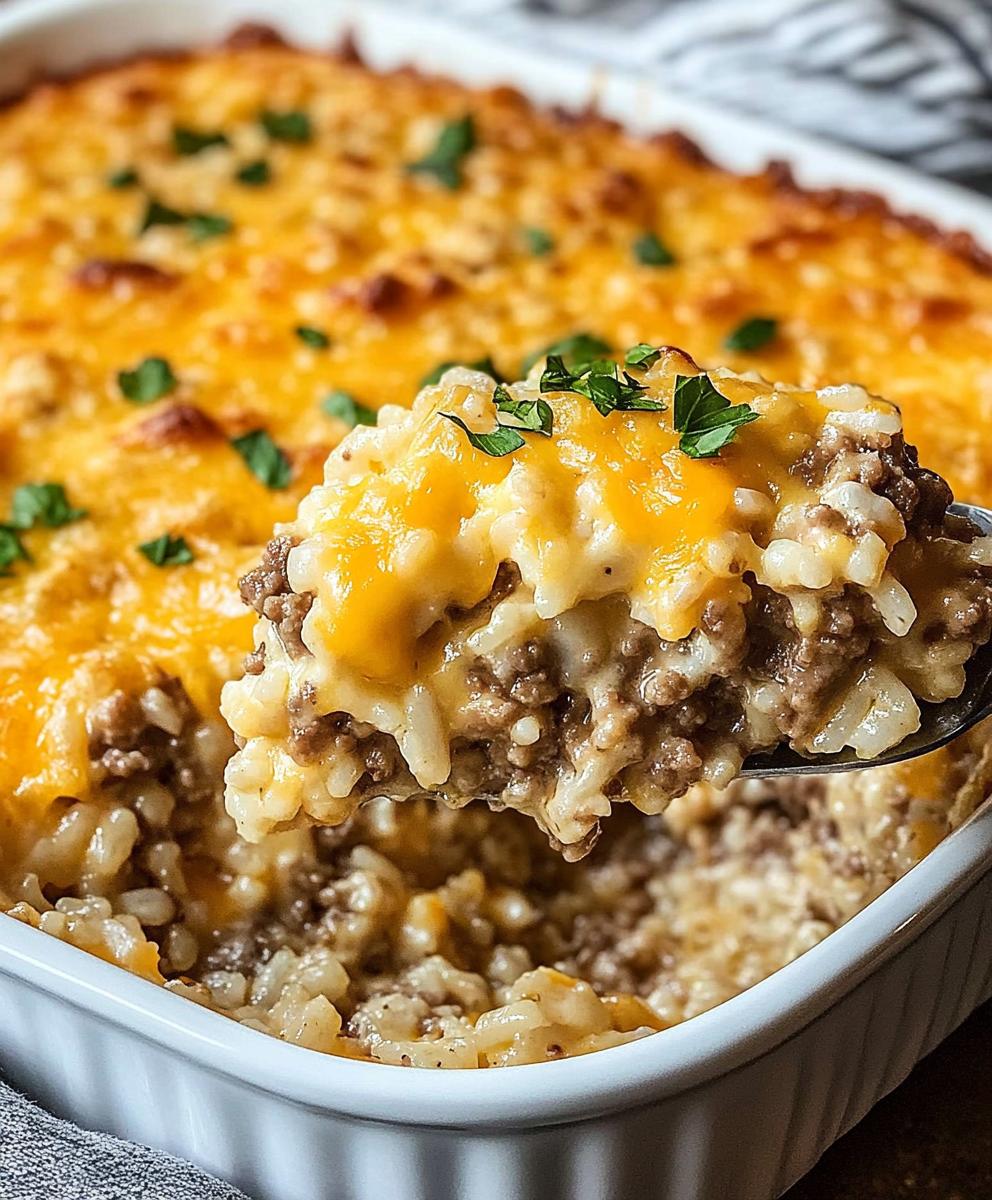 Cheesy Hamburger Rice Casserole Recipe