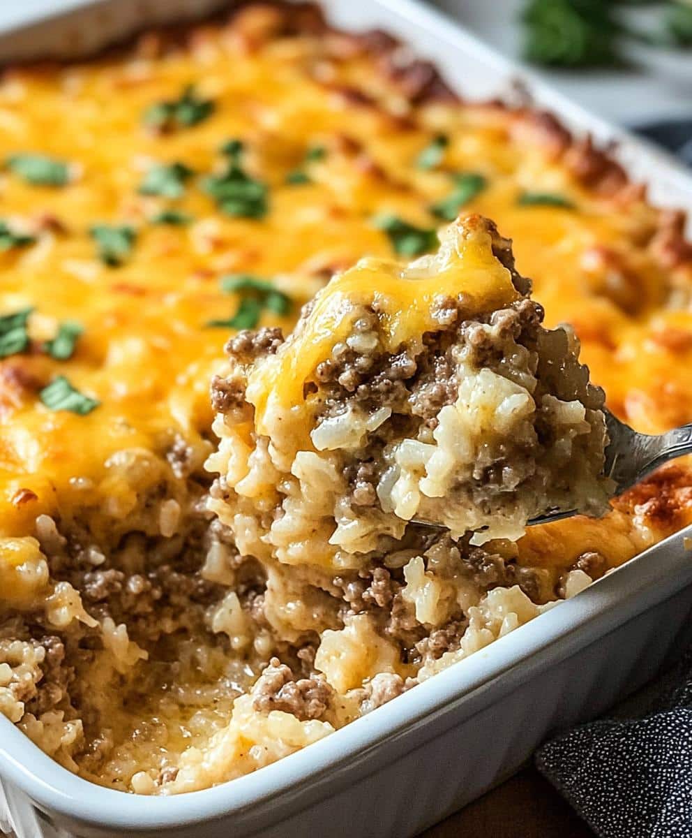Cheesy Hamburger Rice Casserole Recipe