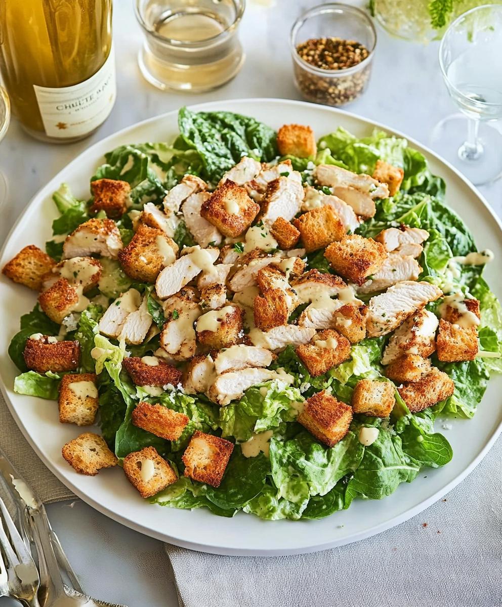 Chicken Caesar Salad With Homemade Croutons Recipe