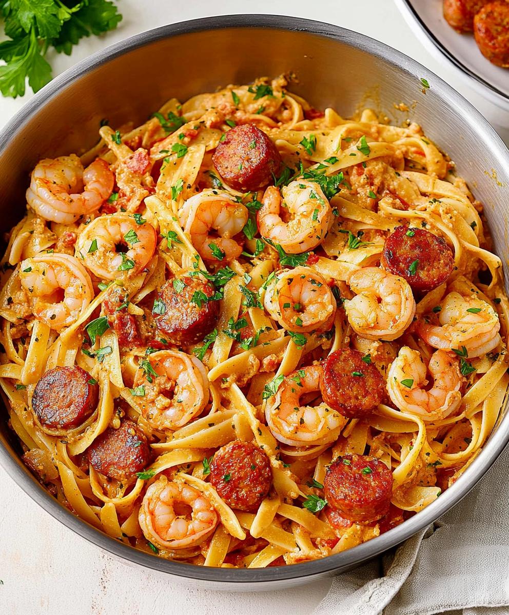 Creamy Cajun Shrimp Pasta With Sausage Recipe