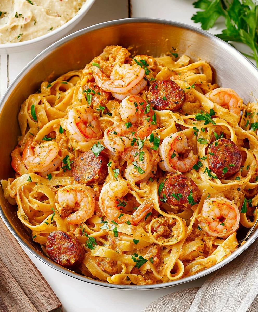 Creamy Cajun Shrimp Pasta With Sausage Recipe