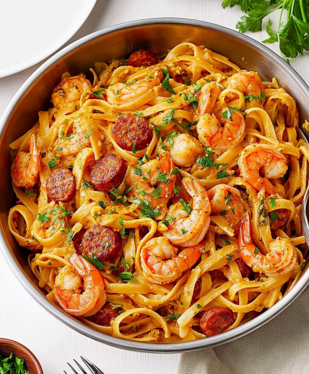 Creamy Cajun Shrimp Pasta With Sausage Recipe