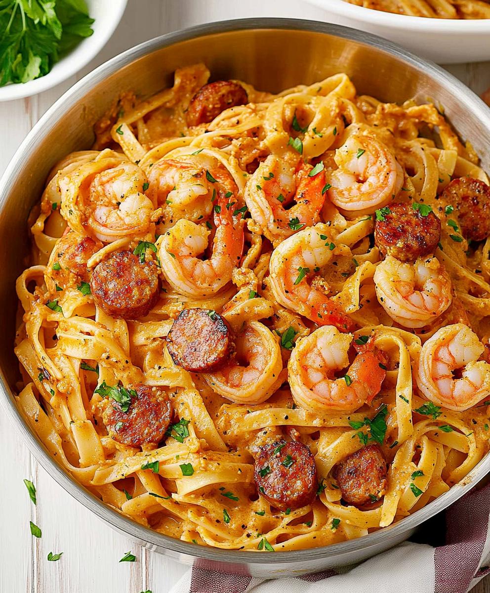 Creamy Cajun Shrimp Pasta With Sausage Recipe