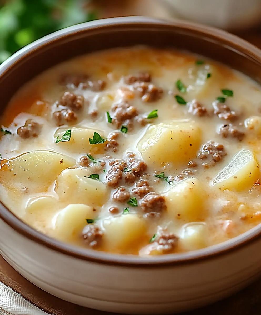Creamy Potato & Hamburger Soup Recipe