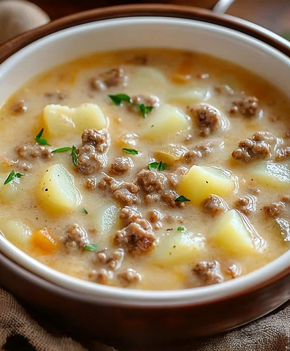 Creamy Potato & Hamburger Soup Recipe