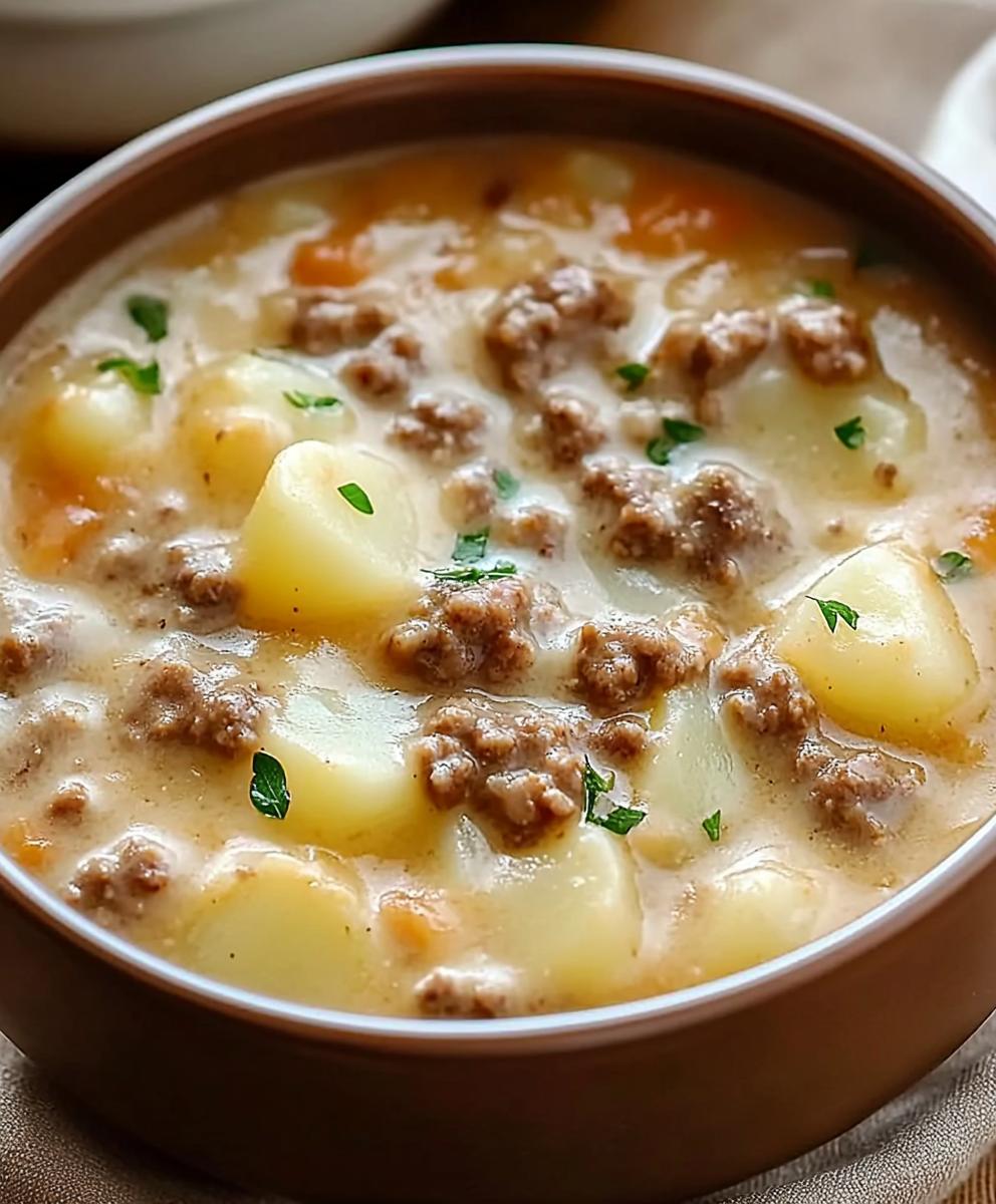 Creamy Potato & Hamburger Soup Recipe