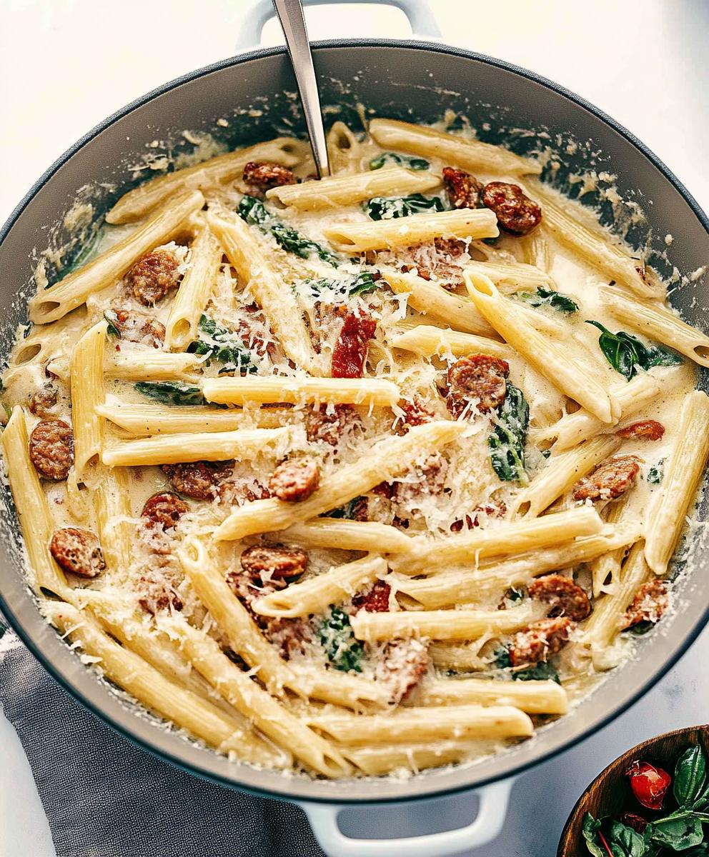 Creamy Tuscan Sausage Pasta Recipe