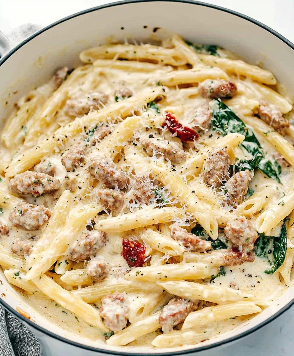 Creamy Tuscan Sausage Pasta Recipe