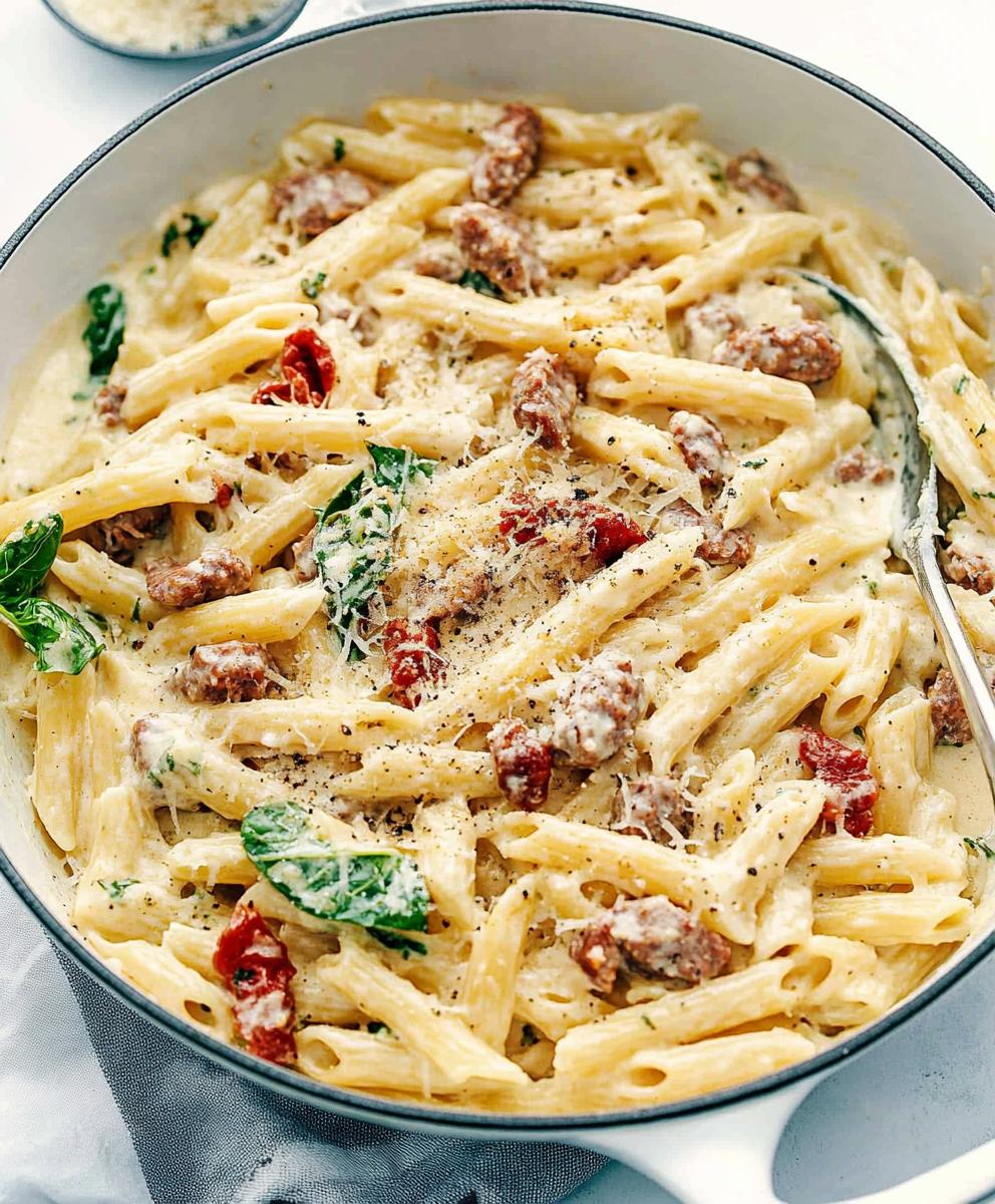 Creamy Tuscan Sausage Pasta Recipe