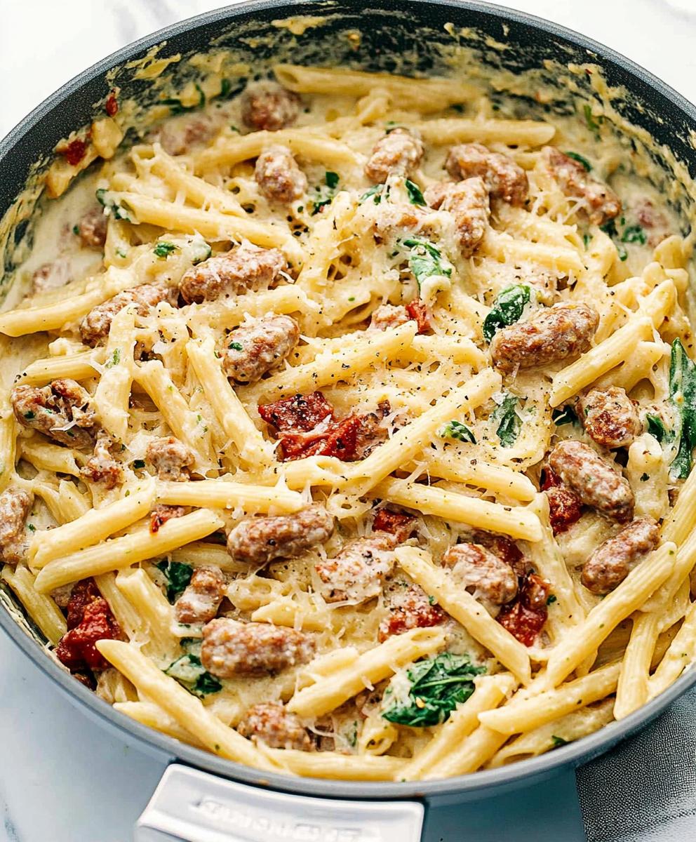 Creamy Tuscan Sausage Pasta Recipe