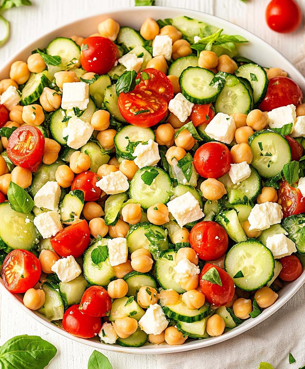 Easy Chickpea Cucumber Salad With Feta And Tomatoes Recipe