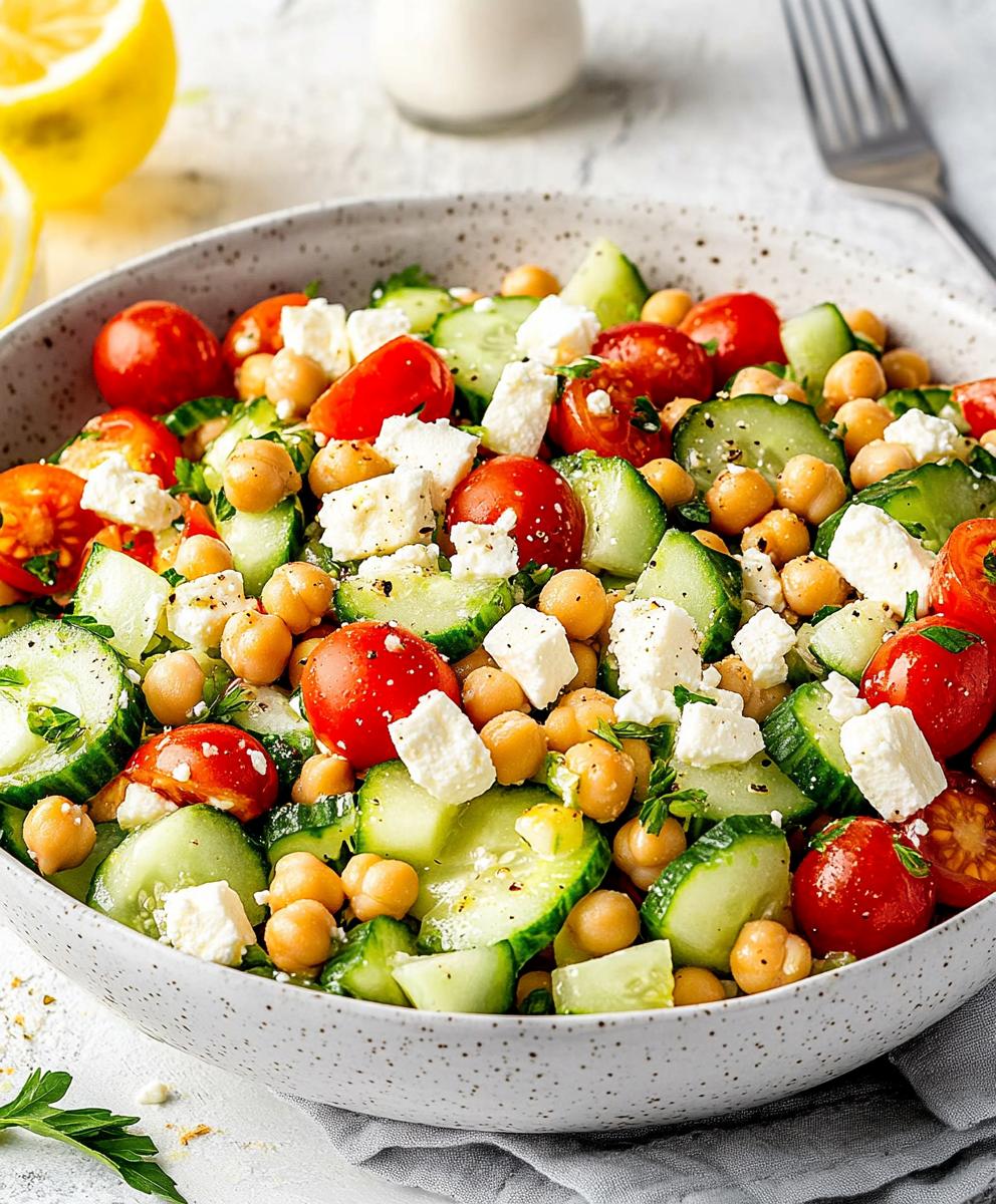 Easy Chickpea Cucumber Salad With Feta And Tomatoes Recipe