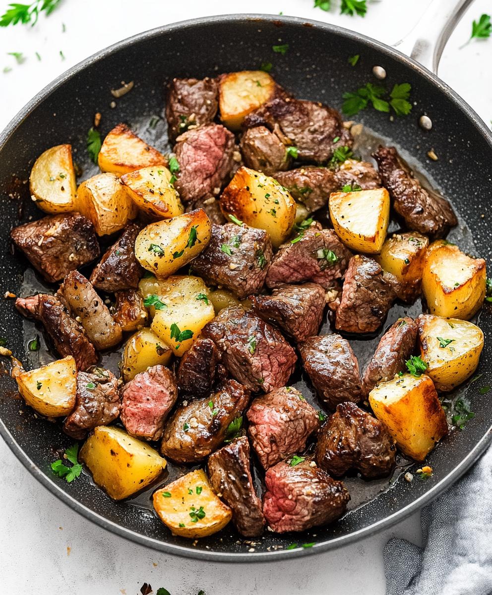 Garlic Butter Steak Bites And Potatoes Recipe