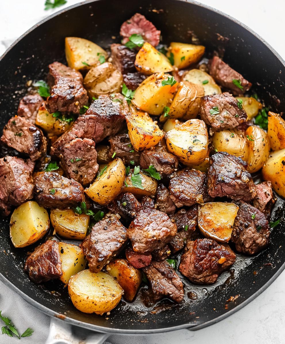Garlic Butter Steak Bites And Potatoes Recipe