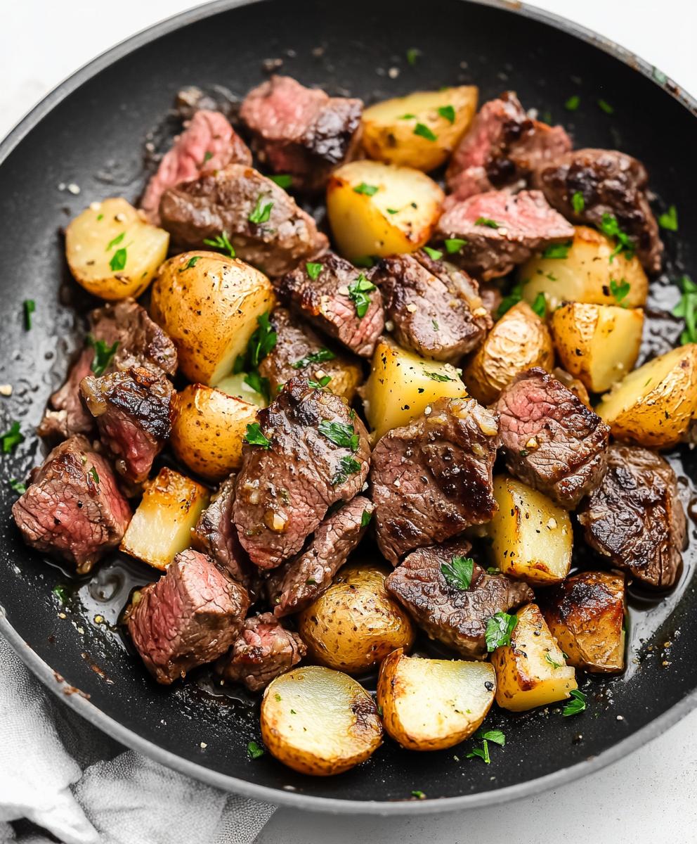 Garlic Butter Steak Bites And Potatoes Recipe