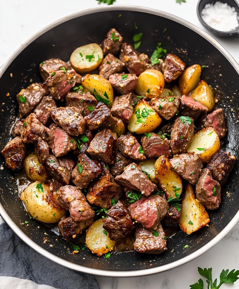 Garlic Butter Steak Bites And Potatoes Recipe