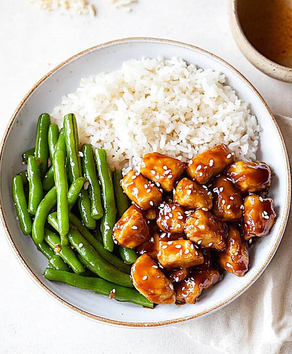 Healthy Sesame Chicken With Green Beans And Rice Recipe