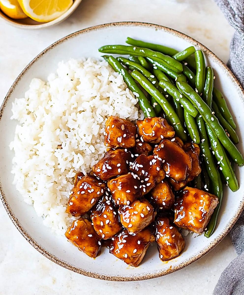 Healthy Sesame Chicken With Green Beans And Rice Recipe