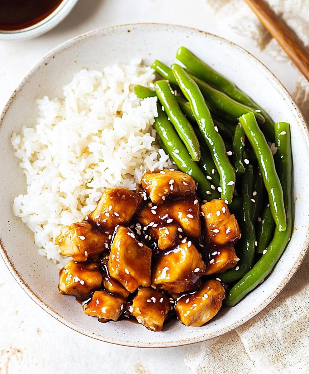 Healthy Sesame Chicken With Green Beans And Rice Recipe