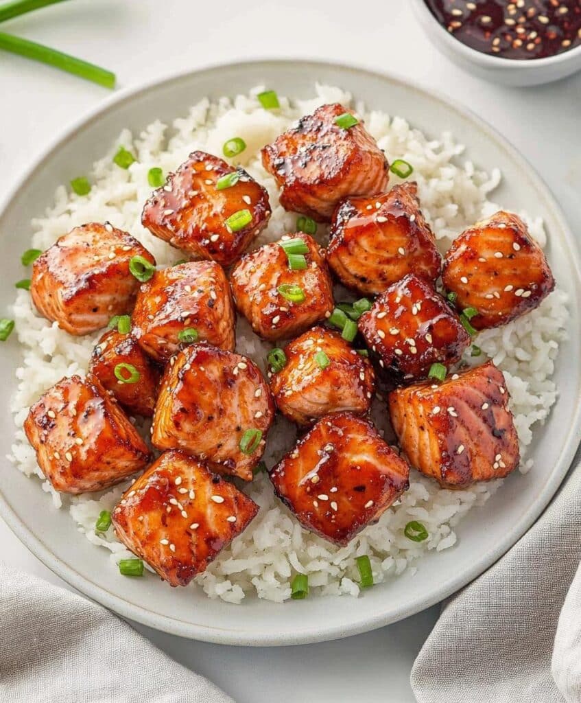 Honey Garlic Salmon Bites Recipe