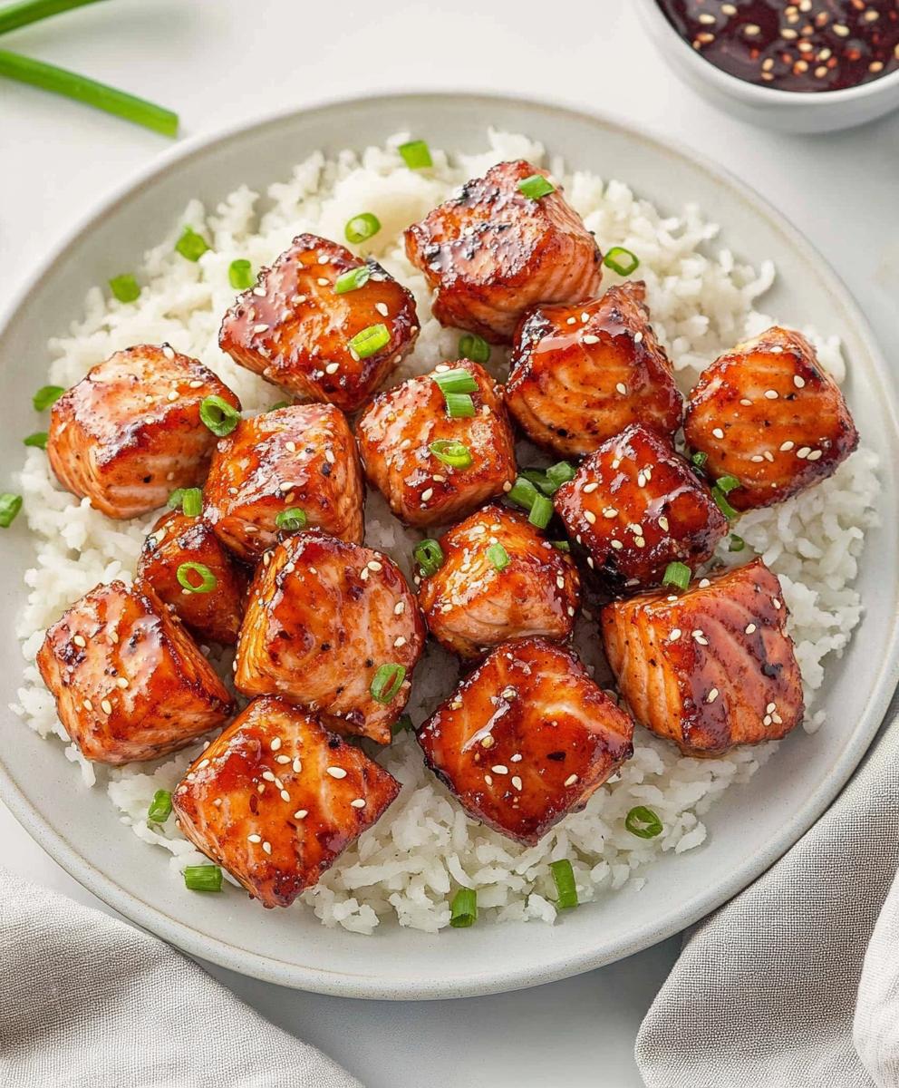 Honey Garlic Salmon Bites Recipe