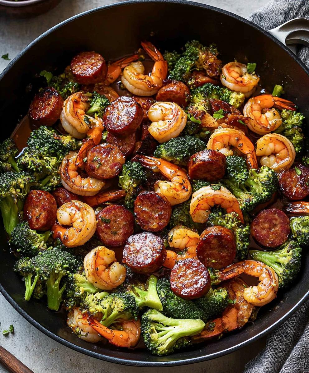 Honey Garlic Shrimp, Sausage, And Broccoli Recipe