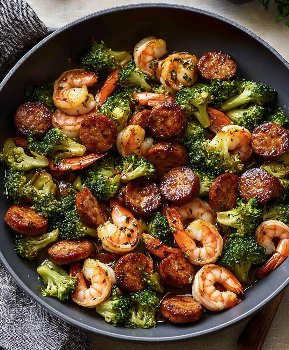 Honey Garlic Shrimp, Sausage, And Broccoli Recipe