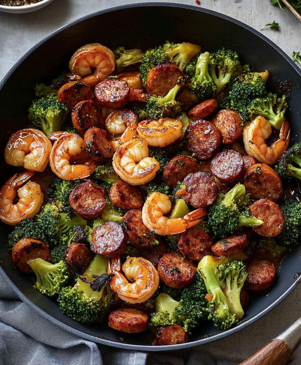 Honey Garlic Shrimp, Sausage, And Broccoli Recipe