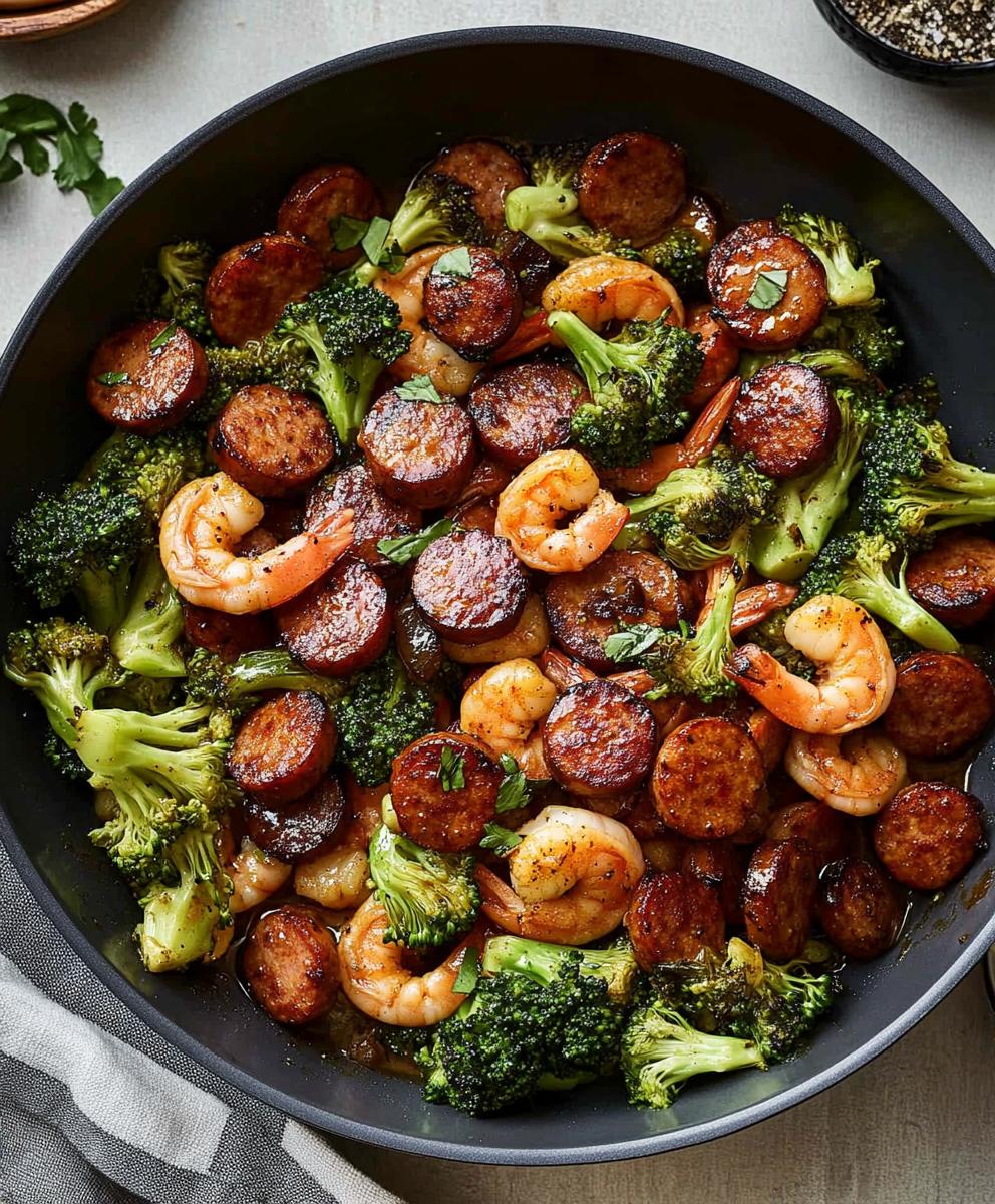 Honey Garlic Shrimp, Sausage, And Broccoli Recipe