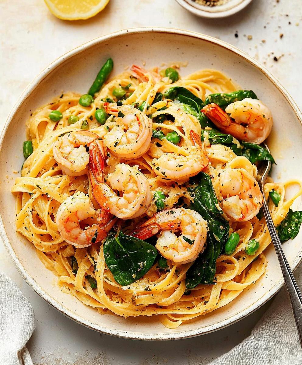 Lemon Garlic Shrimp Pasta With Spinach Recipe