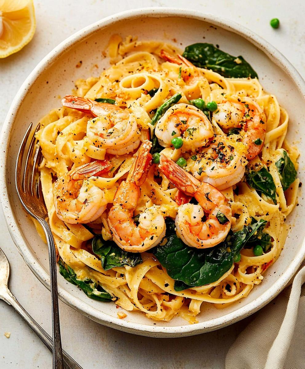 Lemon Garlic Shrimp Pasta With Spinach Recipe