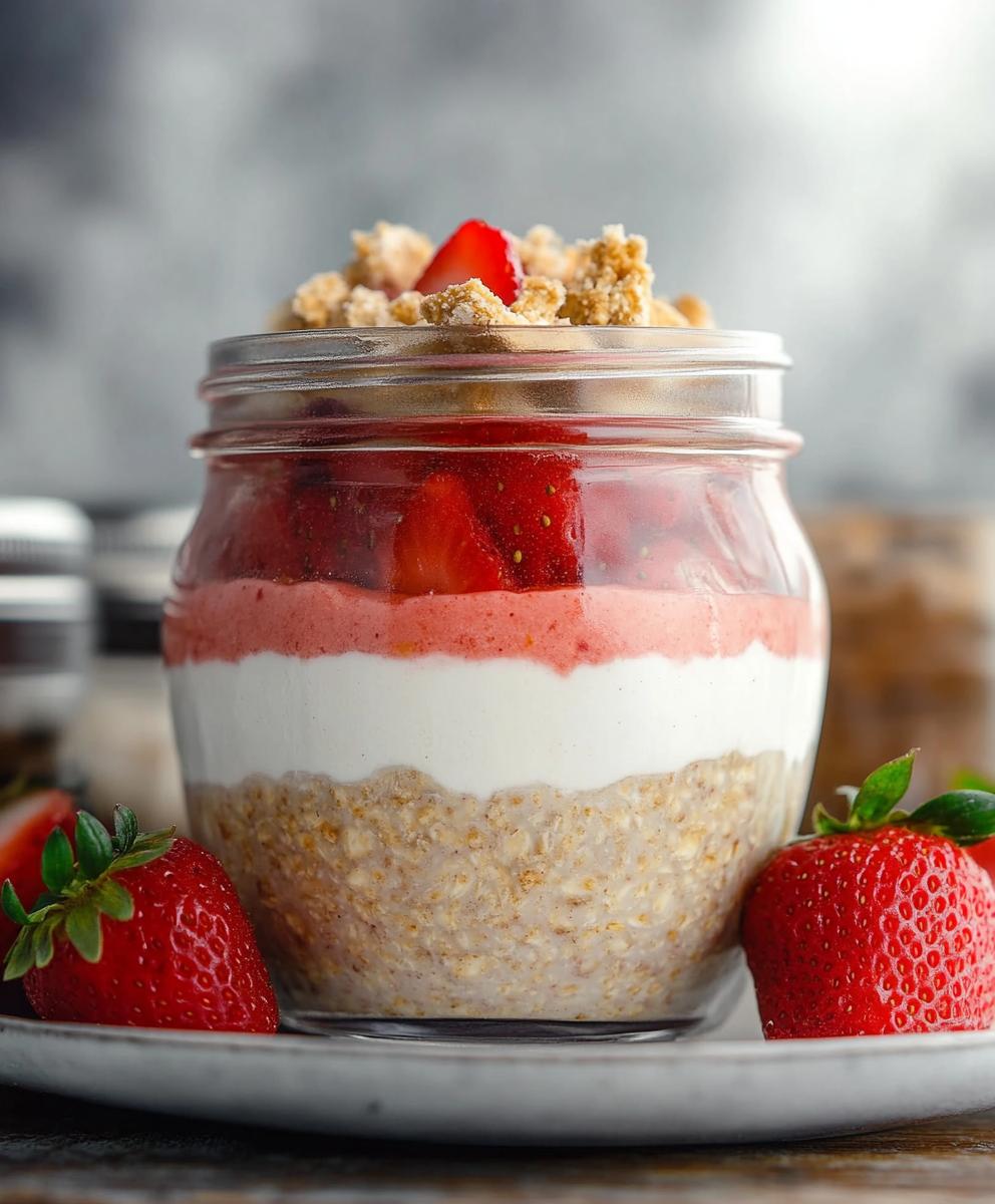 Nutritious Strawberry Cheesecake Overnight Oats Recipe