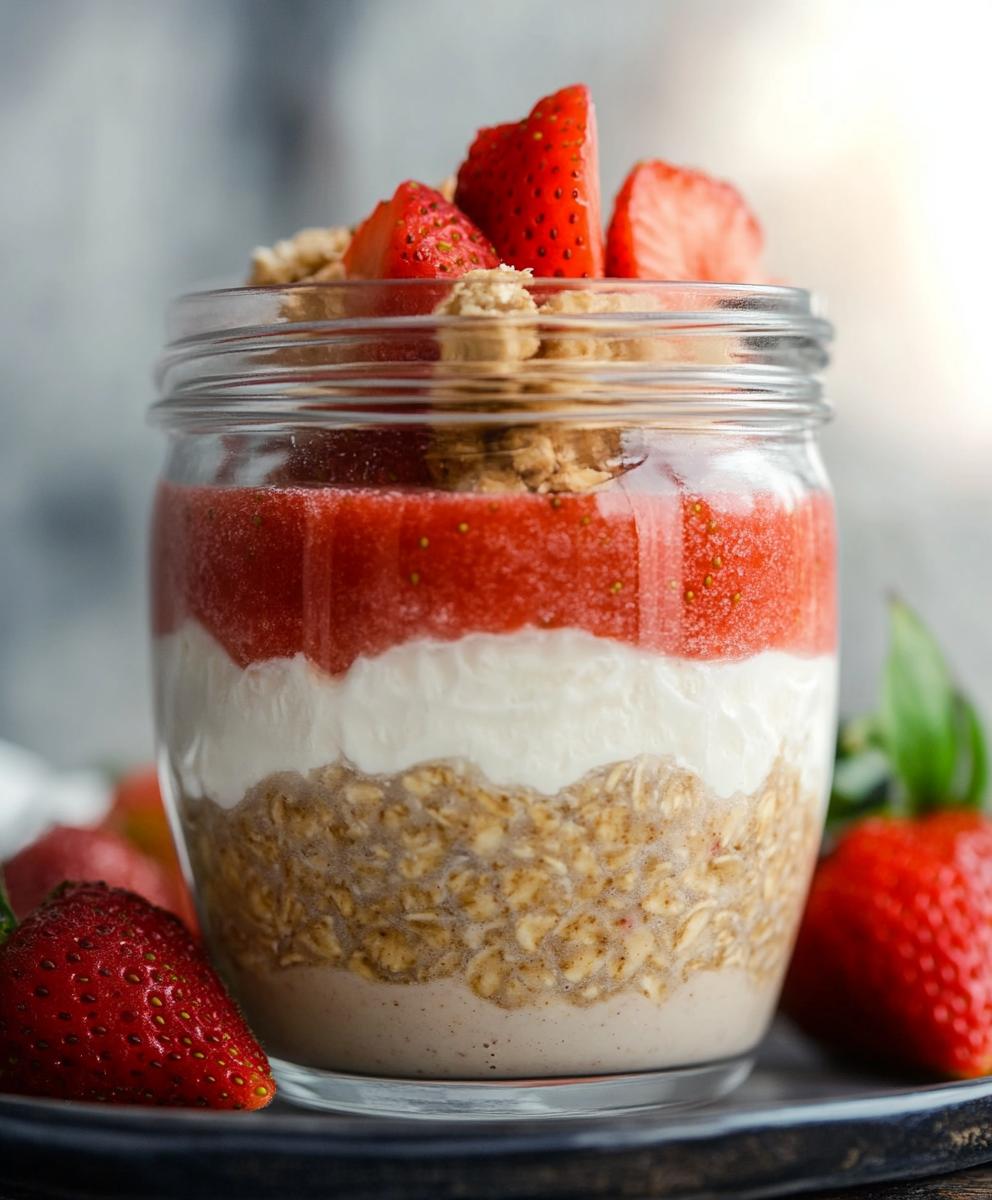 Nutritious Strawberry Cheesecake Overnight Oats Recipe