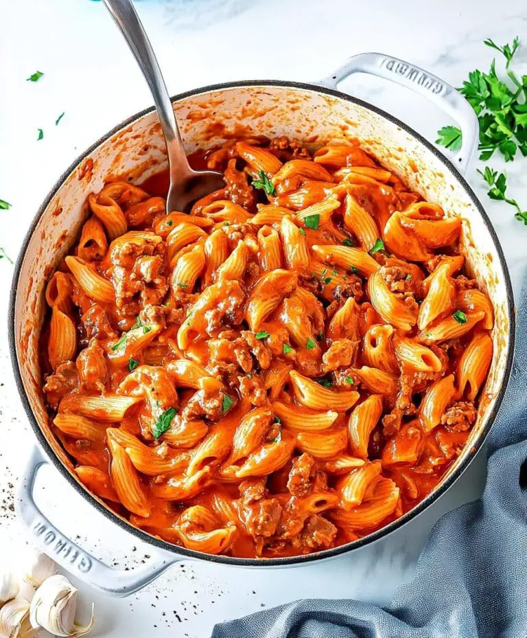 One Pot Creamy Tomato Beef Pasta Recipe