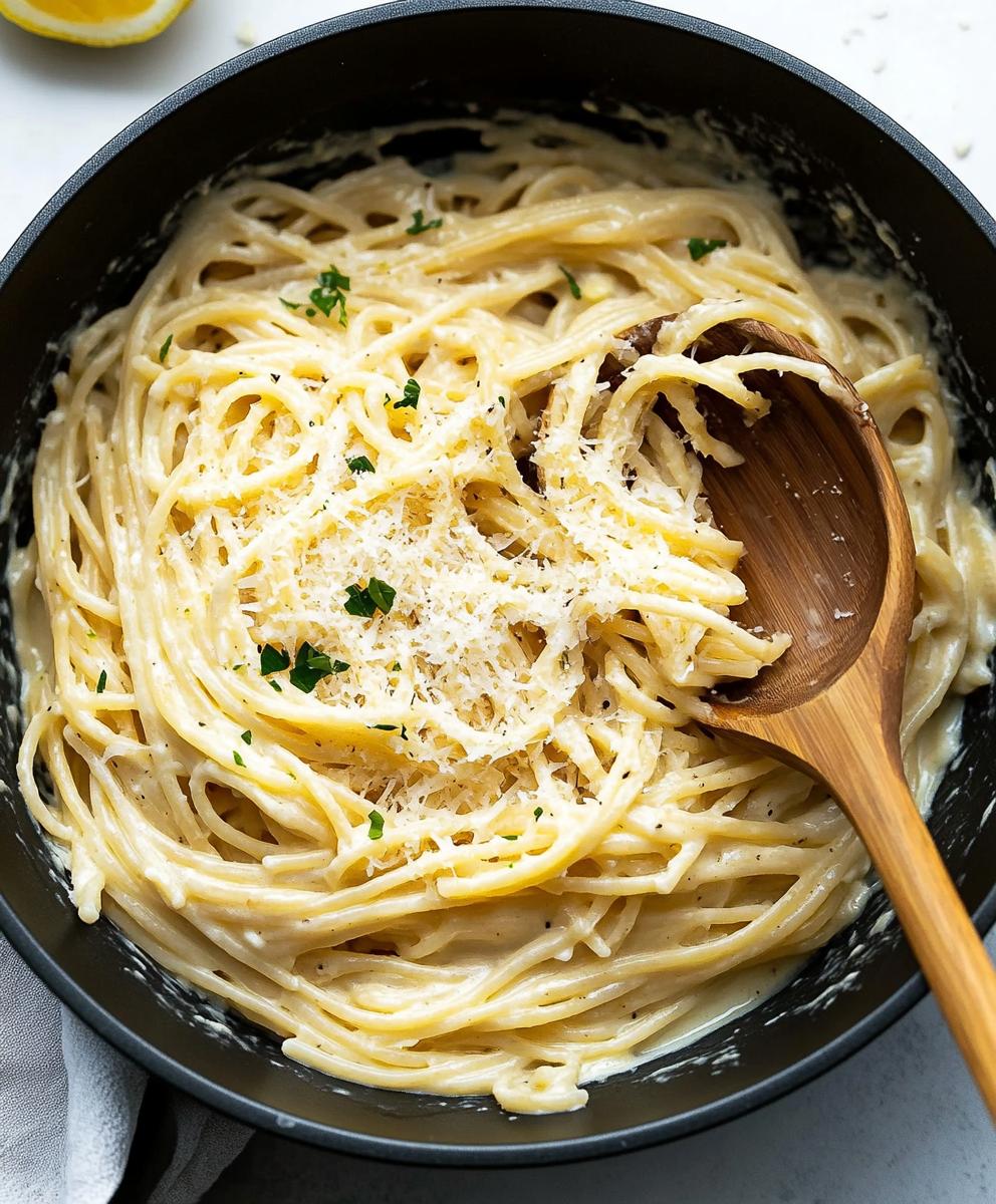 One Pot Lemon Garlic Parmesan Pasta Recipe