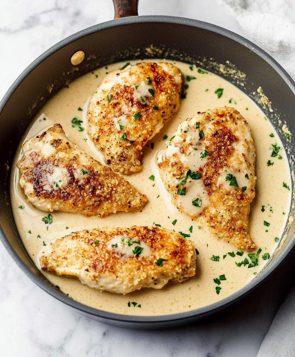 Parmesan Crusted Chicken With Creamy Garlic Sauce Recipe