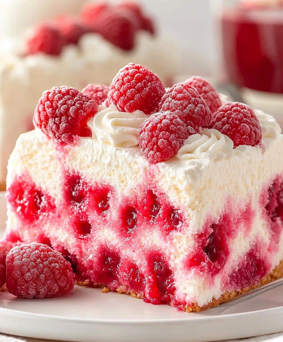 Raspberry White Chocolate Poke Cake Recipe