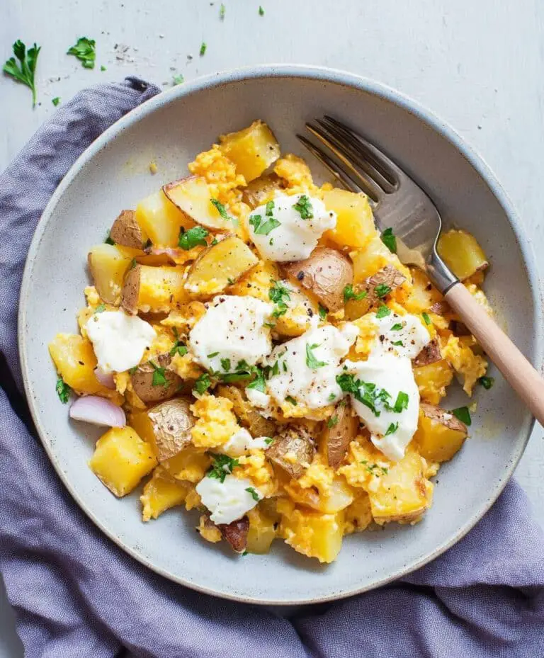 Cheesy Potato Egg Scramble Recipe