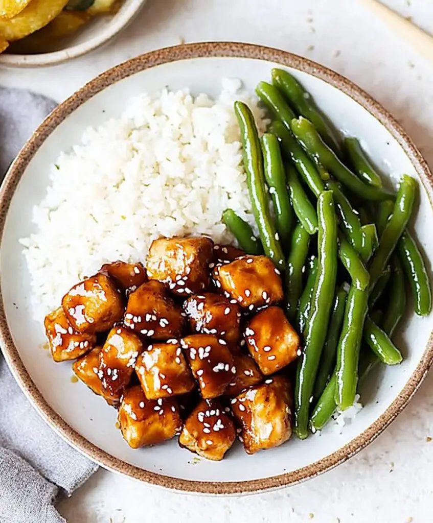Healthy Sesame Chicken With Green Beans And Rice Recipe